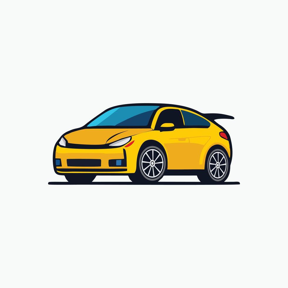 yellow sports car or super car icon design and car illustration with white background vector
