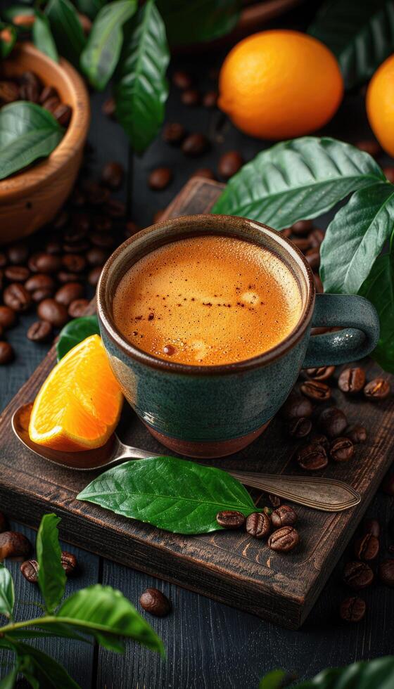 Enjoy an aromatic coffee experience with a citrus twist and fresh ingredients that uplift you photo