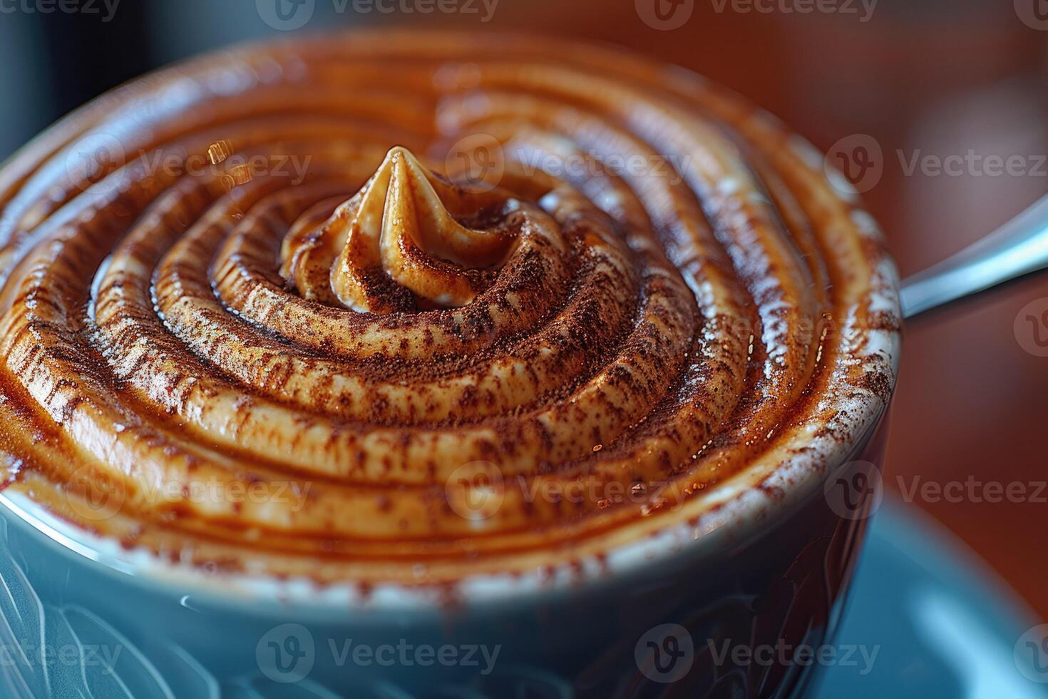 Close up of a delicious coffee cup topped with whipped cream photo