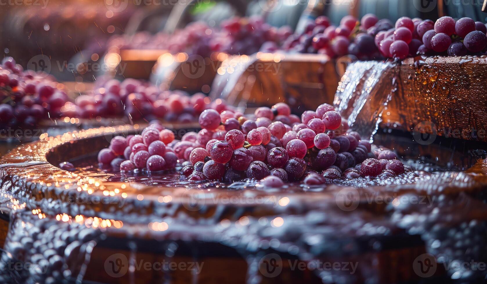 A bunch of grapes are sitting in a bowl with water photo