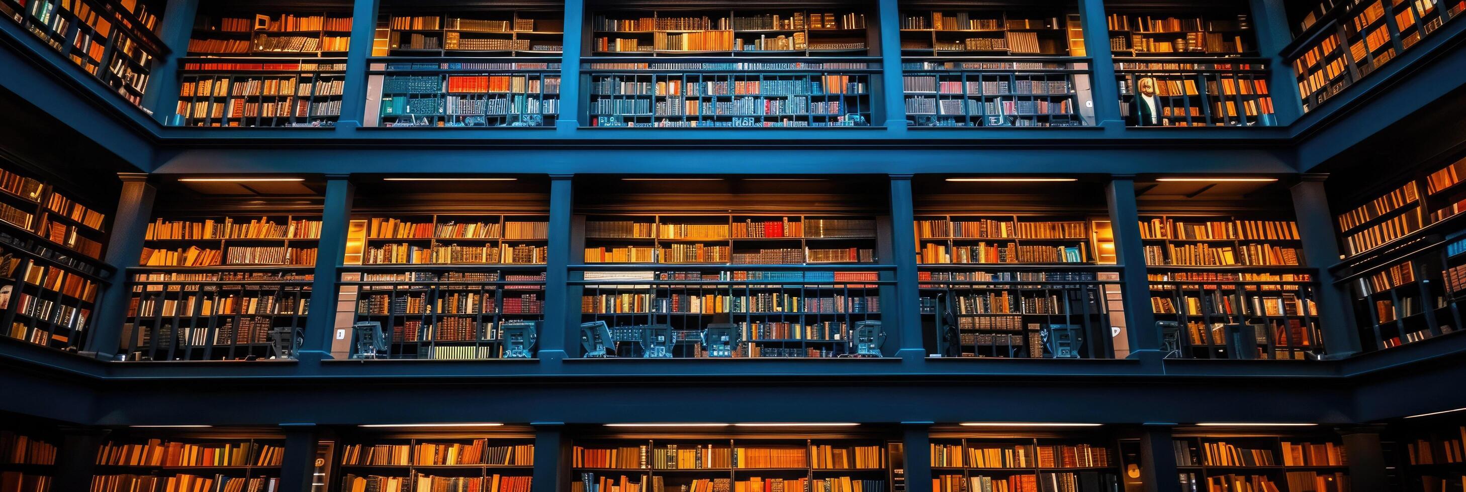 This is a library that has a great number of books on its shelves photo