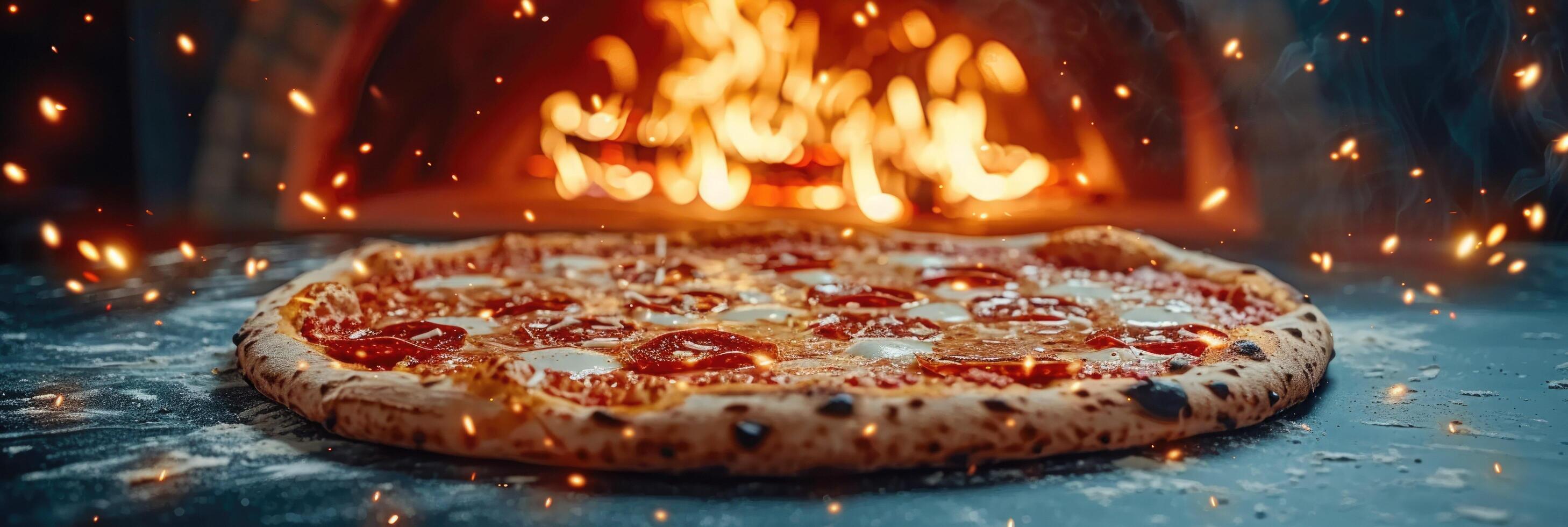 Enjoy a delicious and classic Margherita Pizza that is freshly baked to perfection and delightful photo