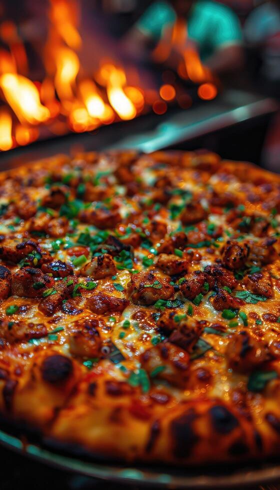 Enjoy a delicious and classic Margherita Pizza that is freshly baked to perfection and delightful photo