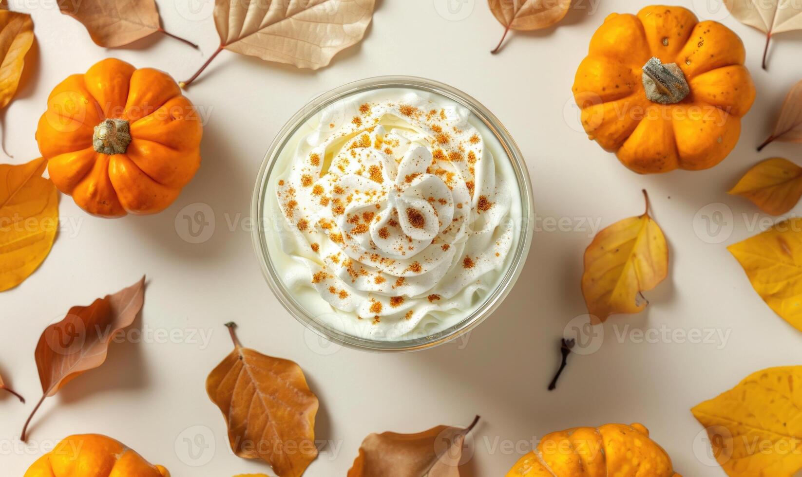 A pumpkin spice eggnog with whipped cream photo