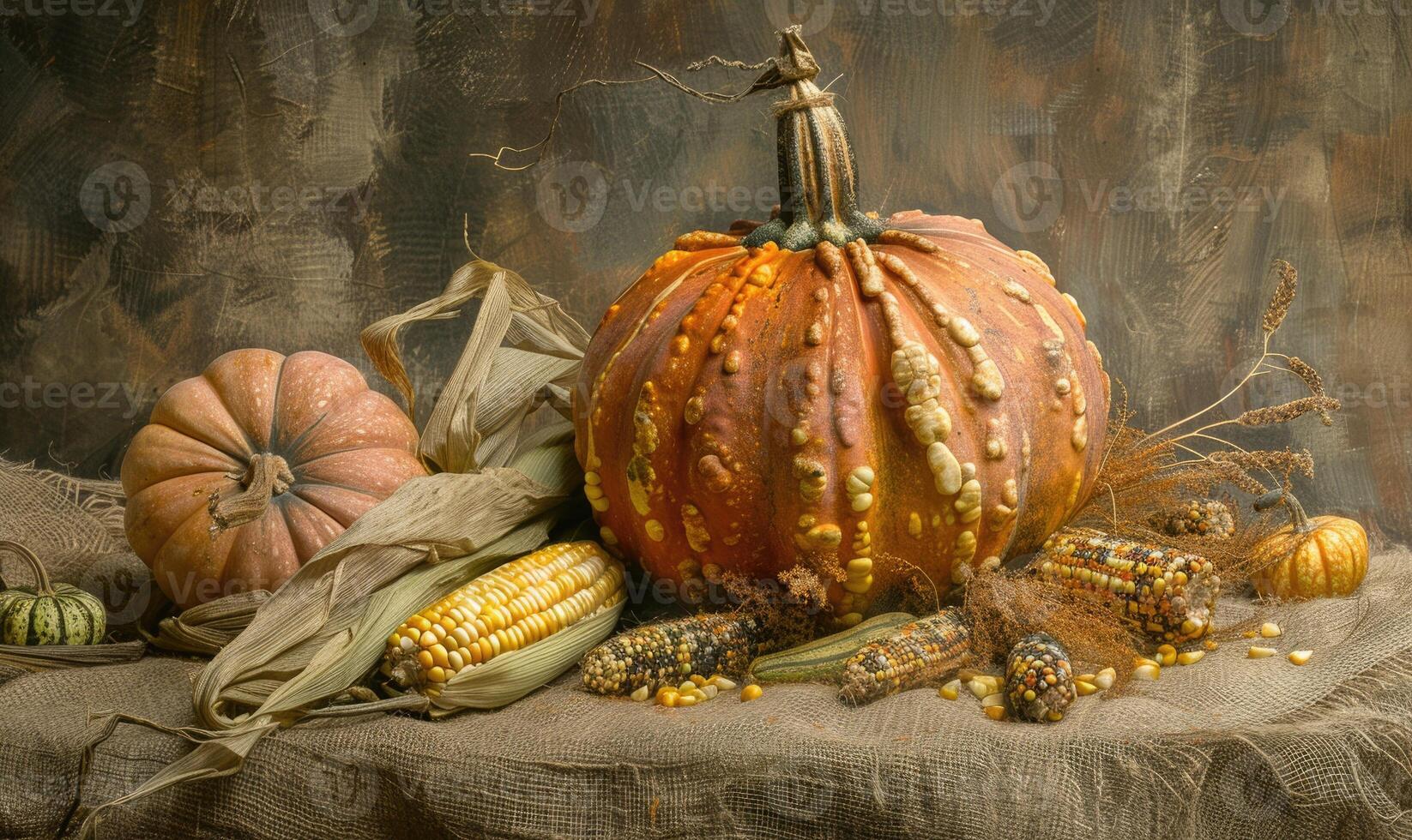 A rustic still life with a pumpkins photo