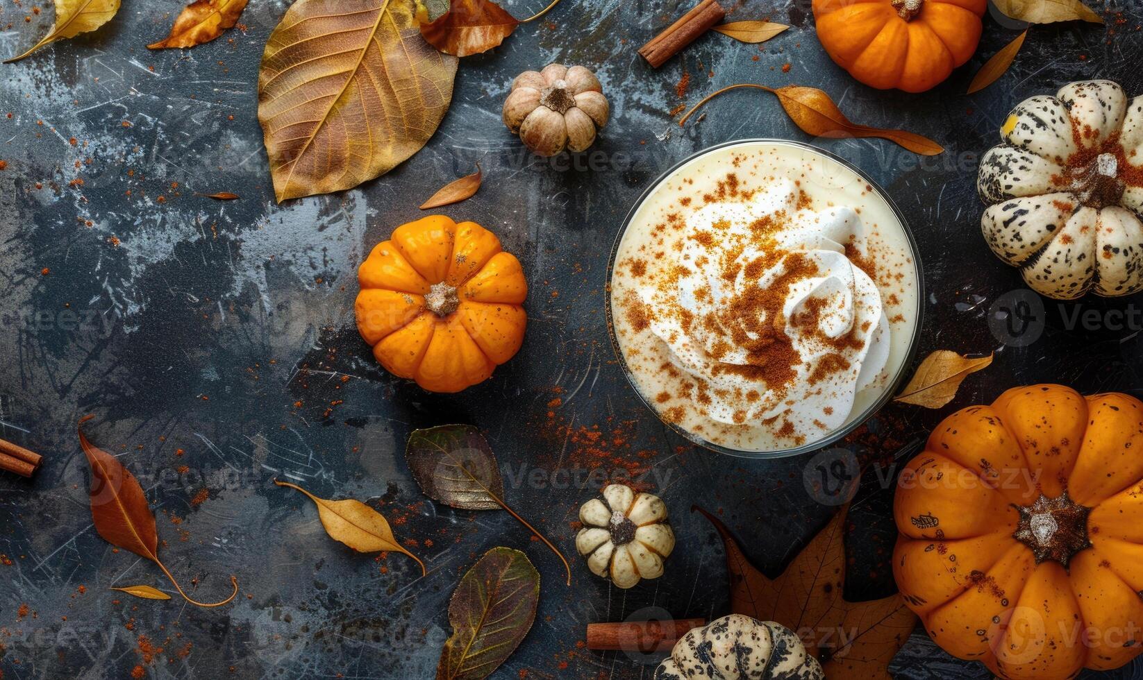 A pumpkin spice affogato with vanilla ice cream and a shot of espresso photo