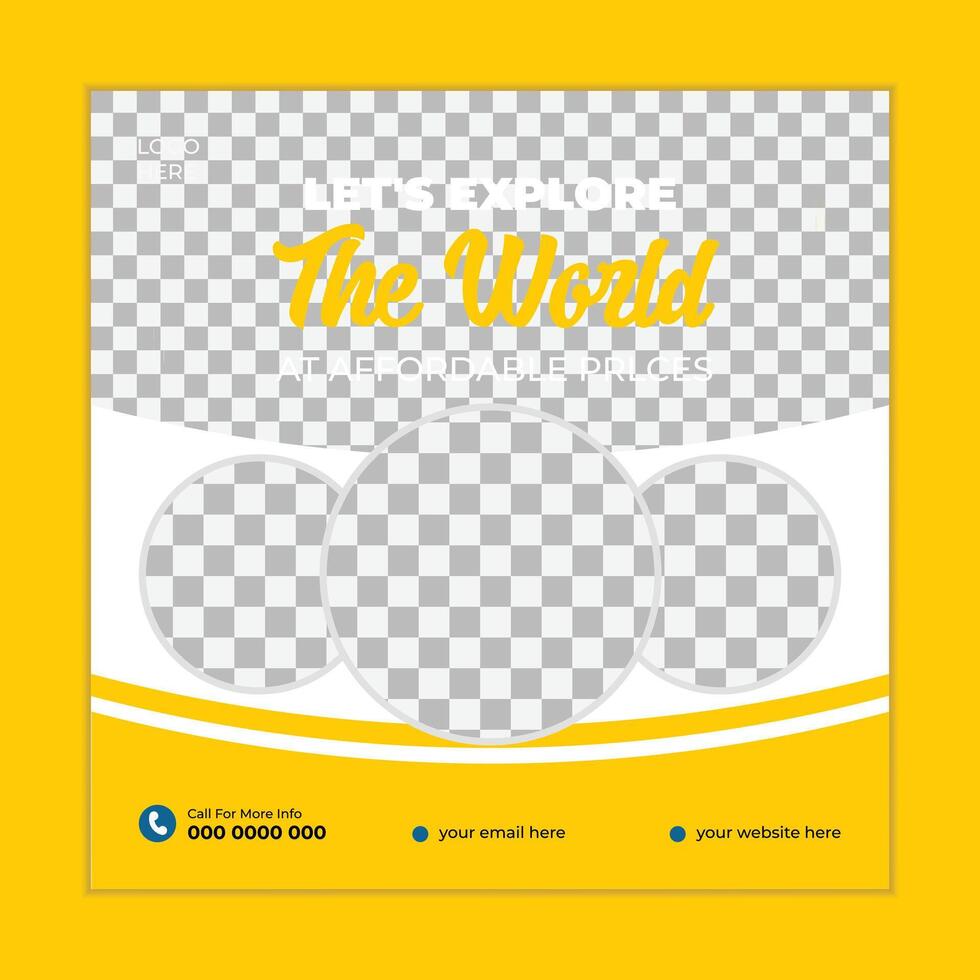 Social media post design for a creative travel agency business vector
