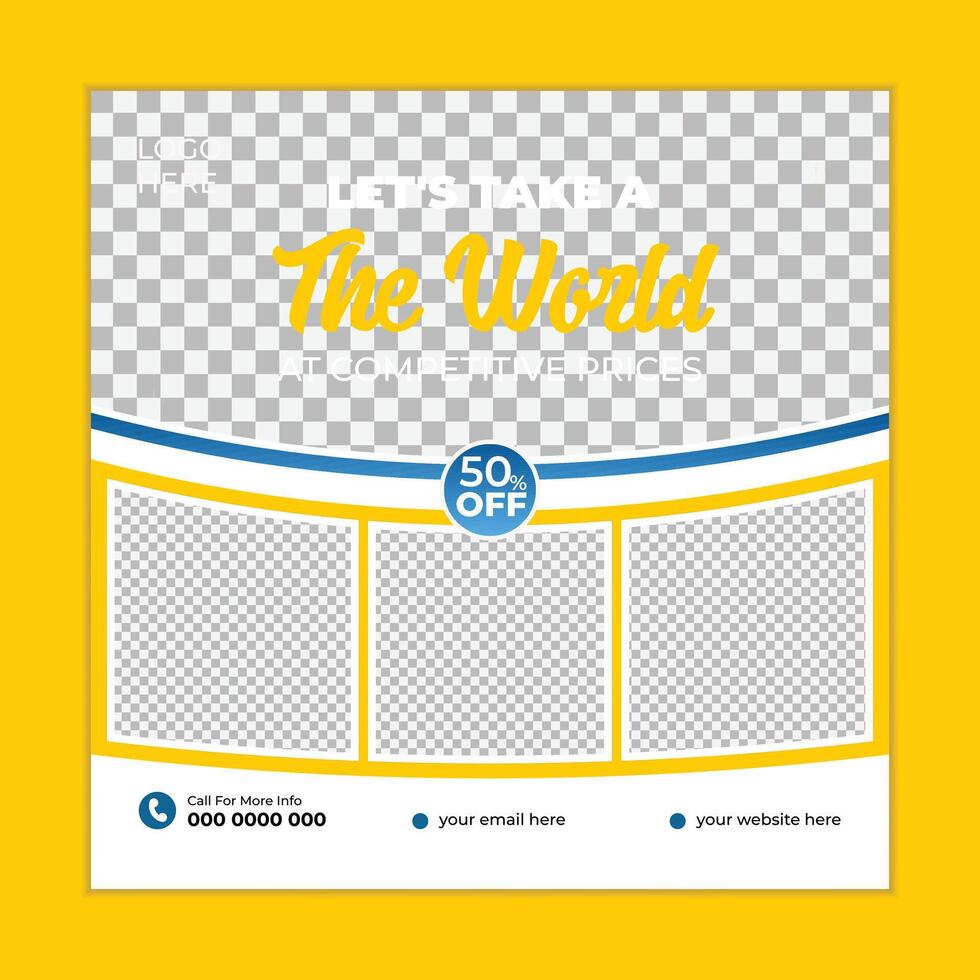 Set of Social media post template design for travel vector