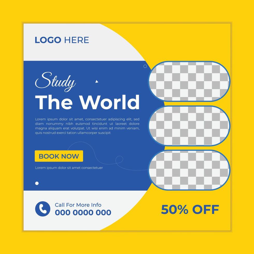 Graphic modern travel agency and tour social media post template design vector