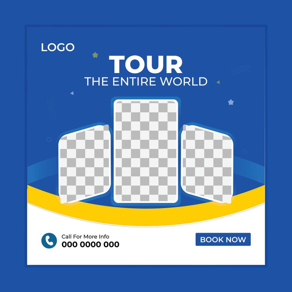 Travel social media advertisement post template design vector