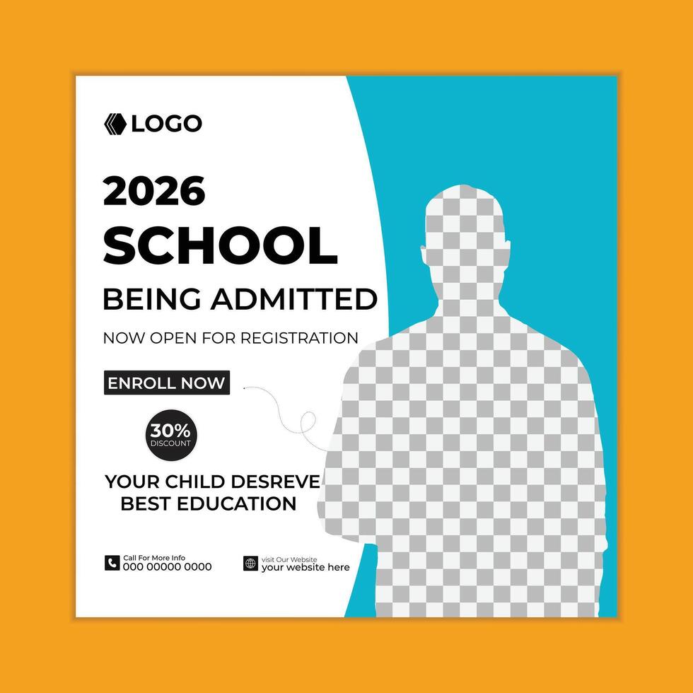 Social media post template for school admissions vector