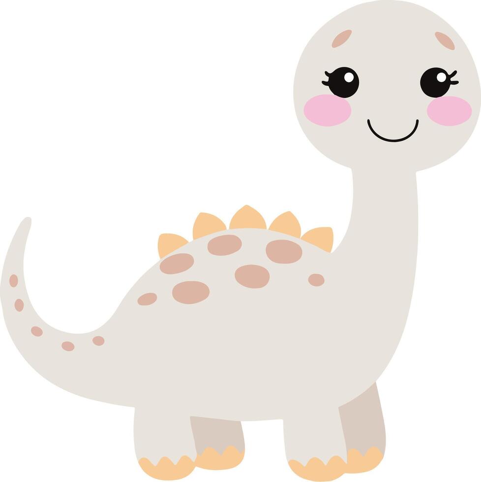 Cute White Cartoon Dinosaur Illustration vector