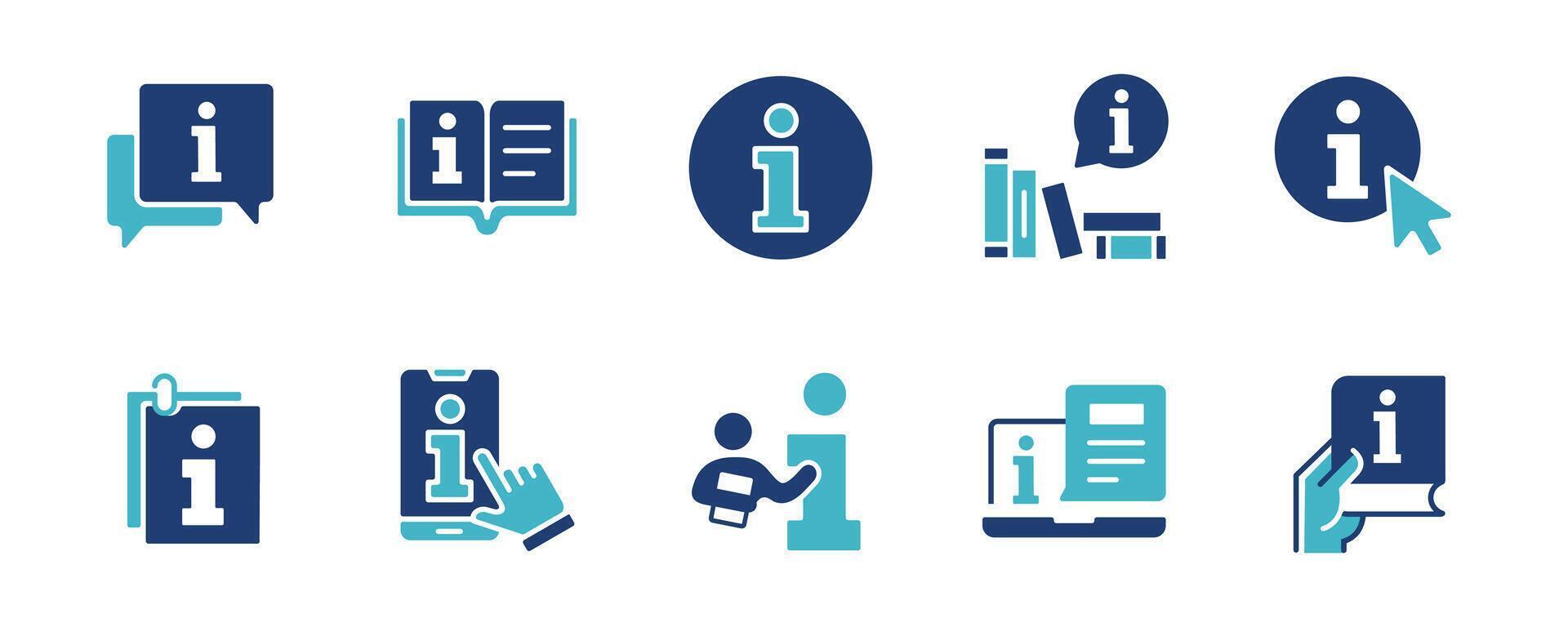 client support information manual icon set user guidebook help instruction document illustration vector
