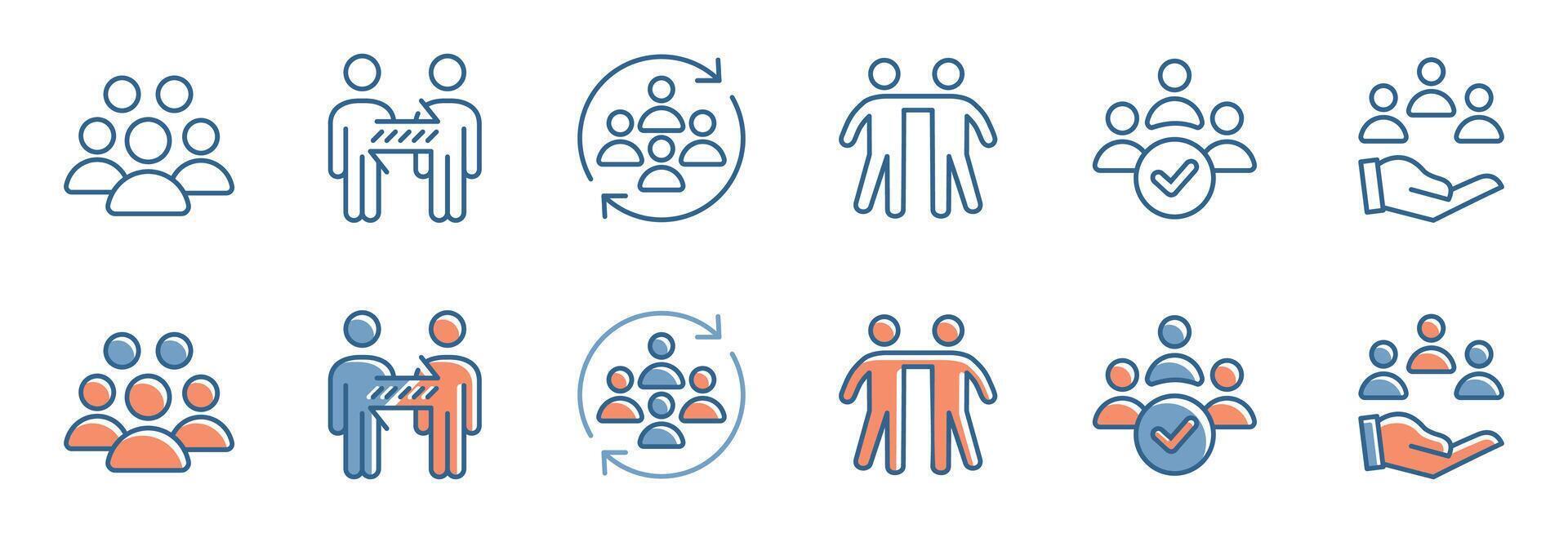 collection of human resource teamwork partnership connection icon set business team leadership network group management symbol illustration vector