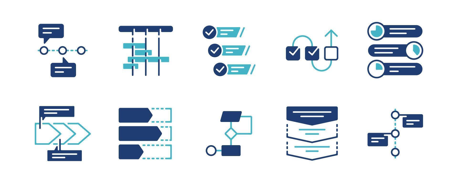 workflow progress roadmap icon set business performance infographic project timeline chart illustration vector