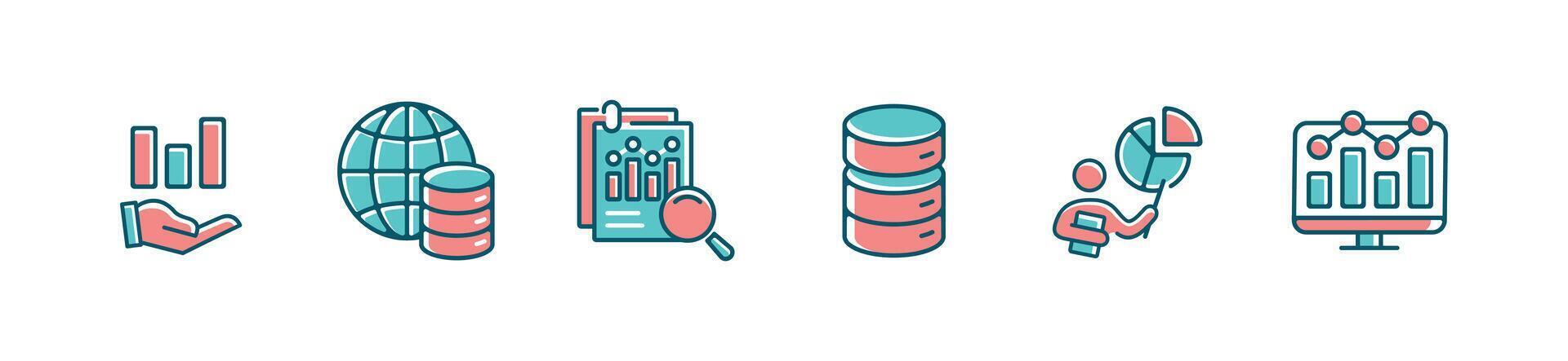 business marketing management report data analysis chart icon set diagram graph statistic financial signs illustration vector