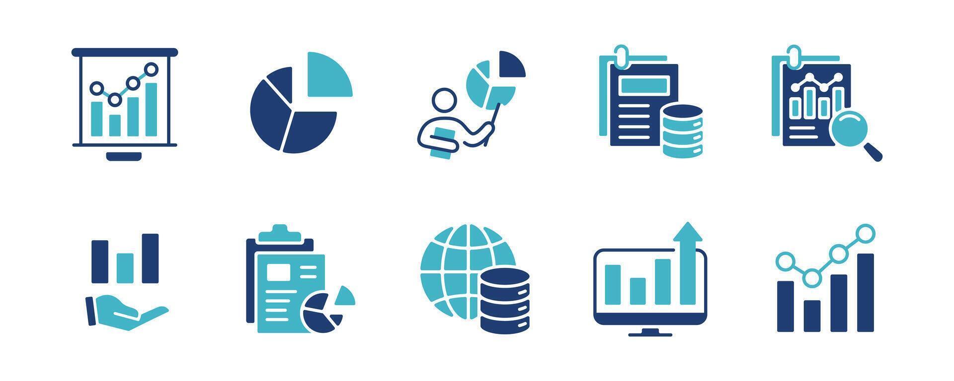set of business growth diagram monitoring data analysis icon infographic statistic chart symbol illustration vector