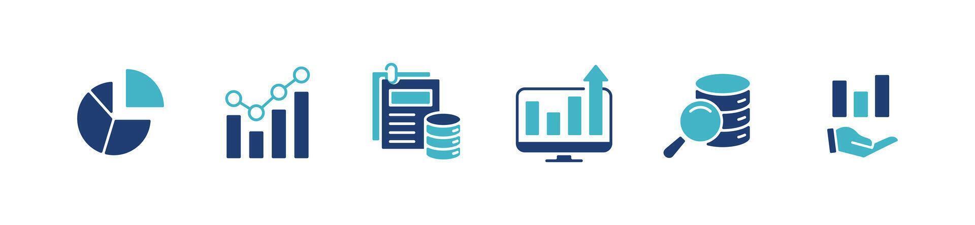 set of data diagram chart analysis business statistic report icon financial monitoring growth symbol illustration vector