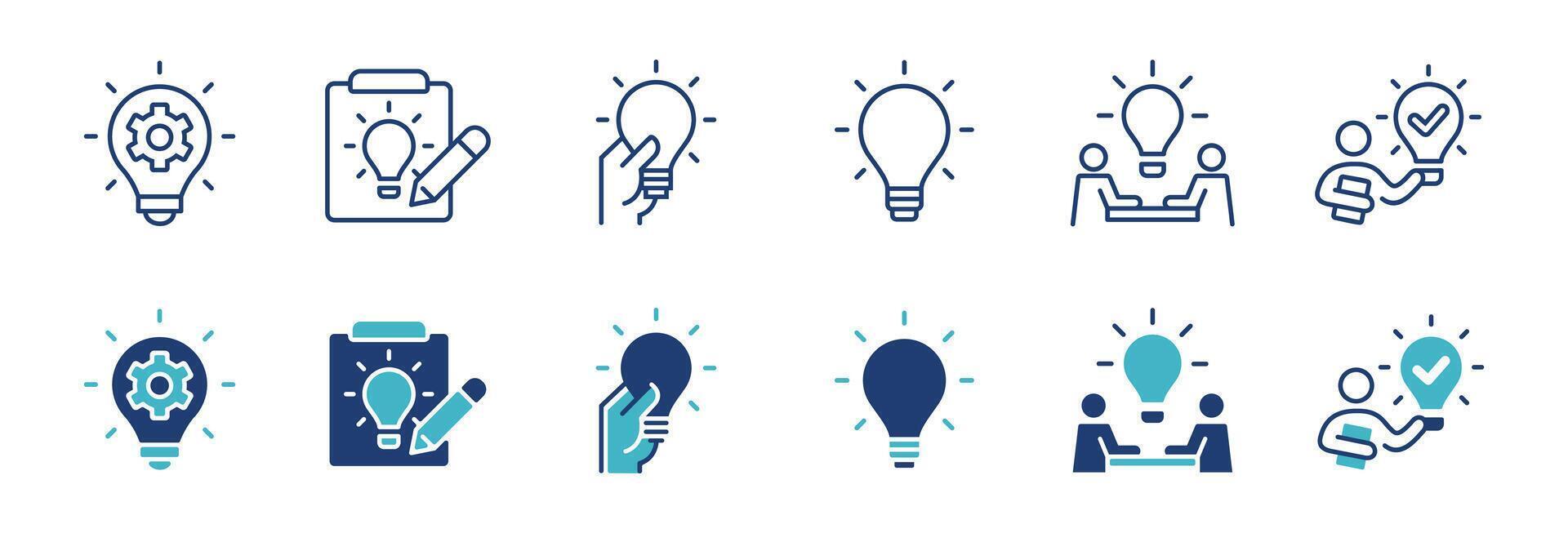 creativity idea lightbulb innovation icon set business thinking creative inspiration illustration startup project management symbol design vector