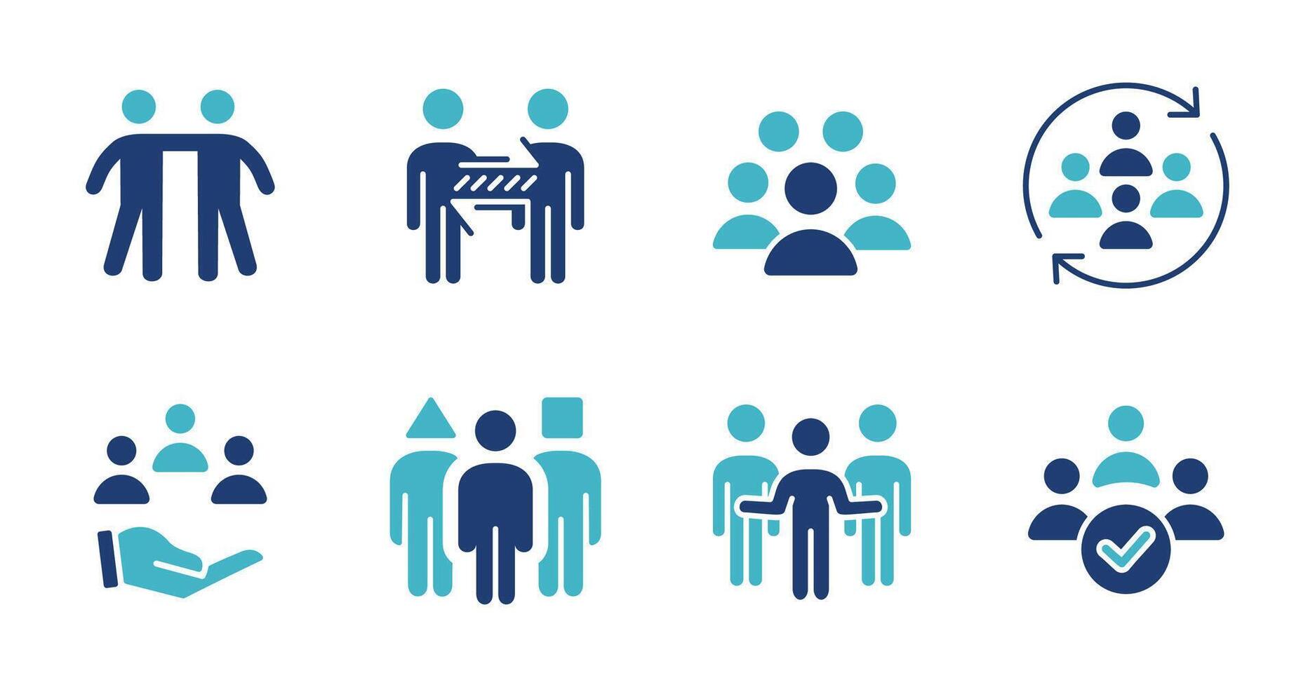 business employment social network partnership icon set human resource teamwork connection leadership training improvement illustration vector