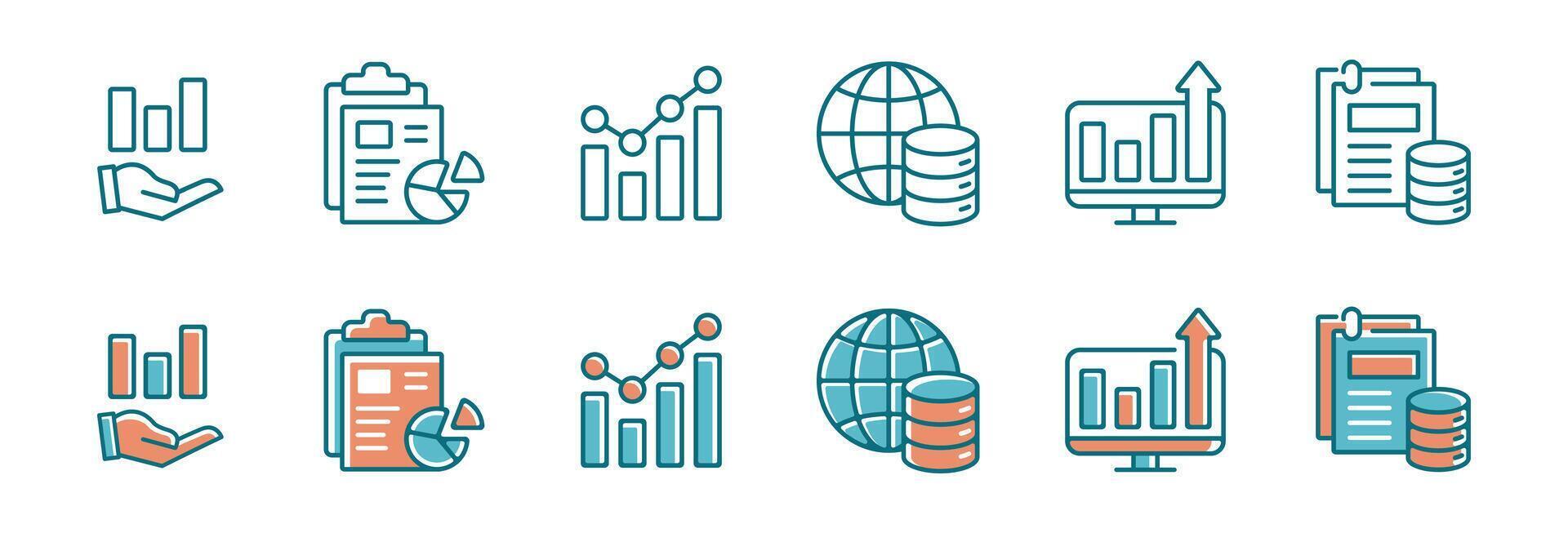 set of diagram data statistic chart icon business finance management report analysis graph symbol illustration vector