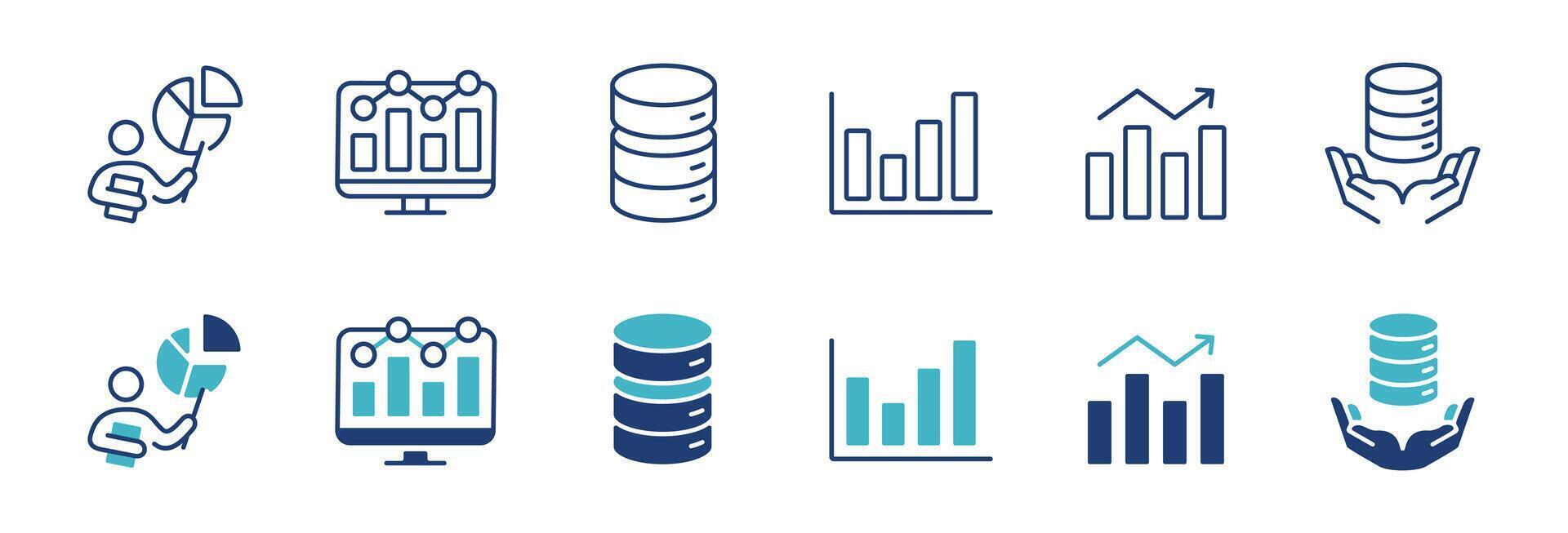 business report diagram analysis chart icon set marketing performance graph statistic growth data illustration for web and app vector