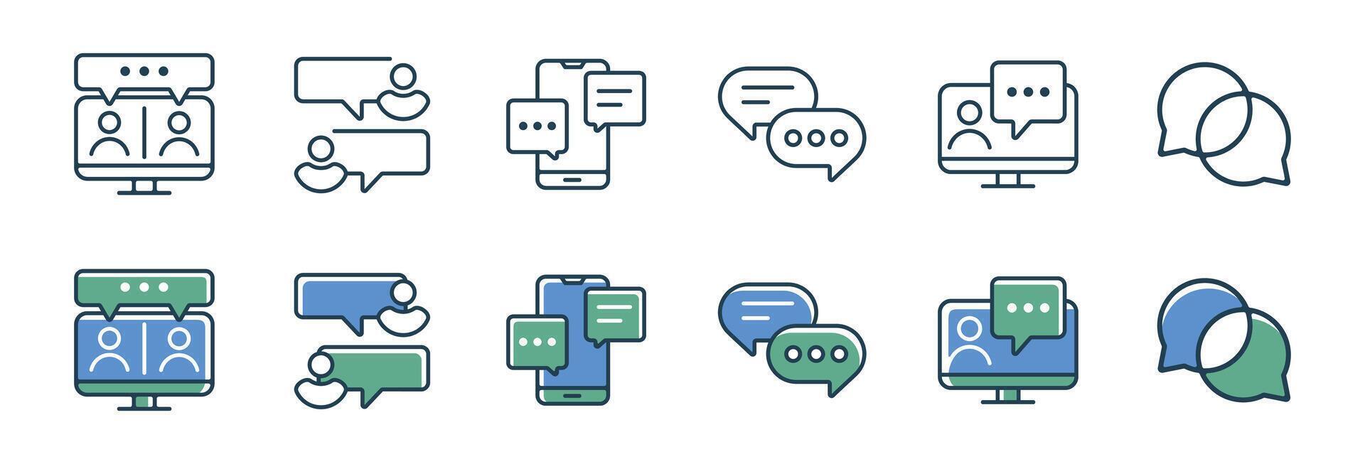 set of online talking message bubble chat discussion icon social communication element symbol illustration vector