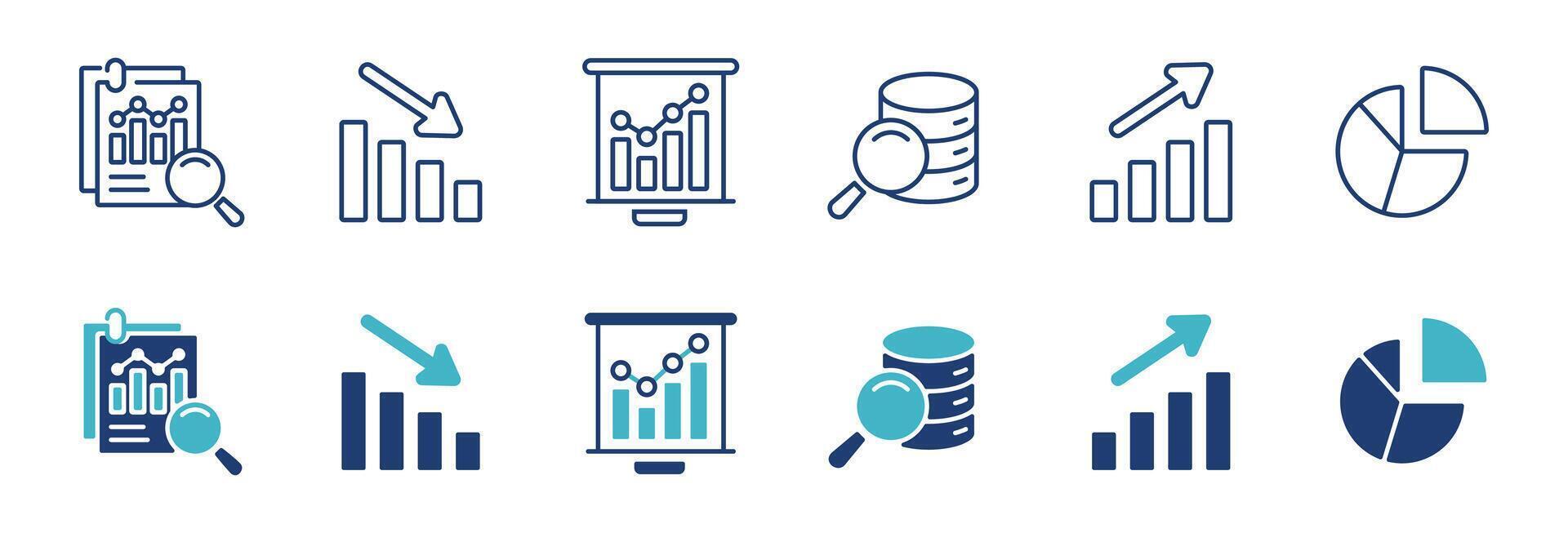 data statistic graph chart icon set diagram business growth analysis illustration finance management symbol design vector
