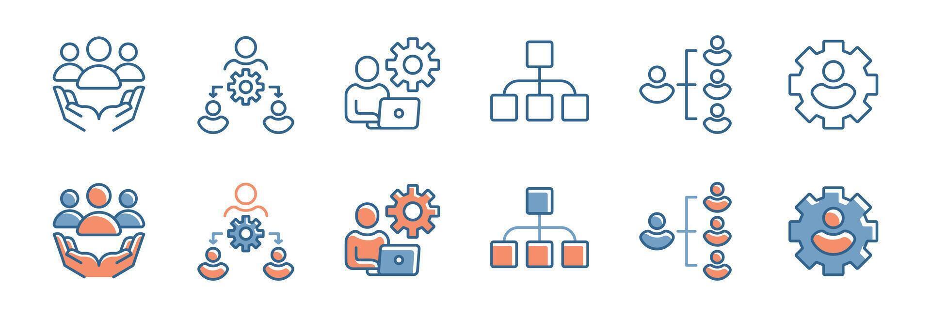 diagram structure management business hierarchy icon teamwork human resource strategy employment leadership signs illustration for web and app design collection vector