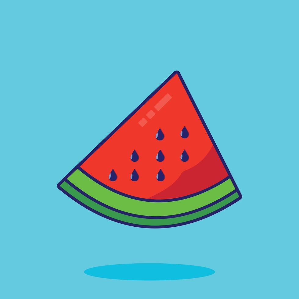 Slices Of Watermelon Cartoon Illustration Food Fruit Icon Concept Flat Cartoon Style vector