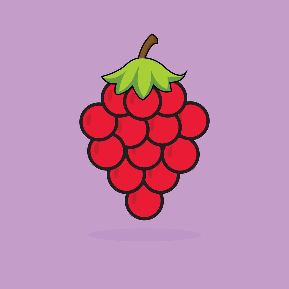 Hand drawn Berry Ripe red raspberry with a fresh green leaf vector