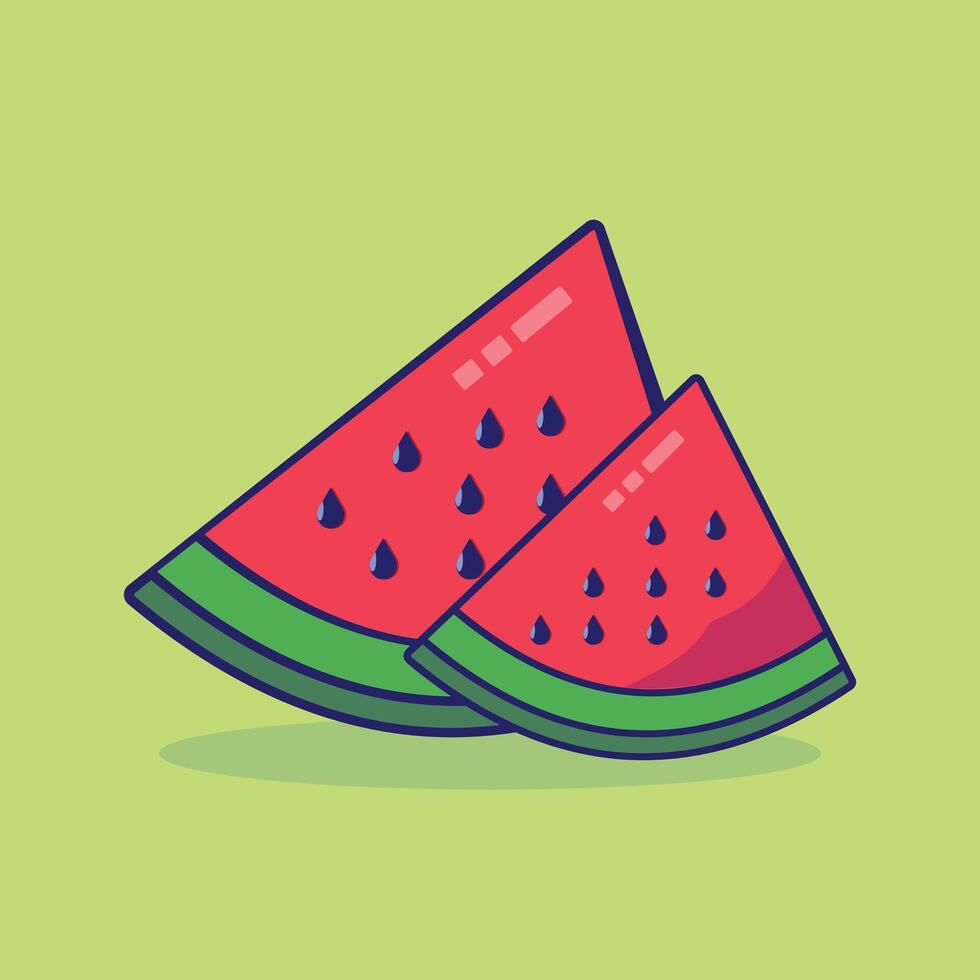 Watermelon Fruit Icon Illustration Food Nature Icon Concept Isolated vector