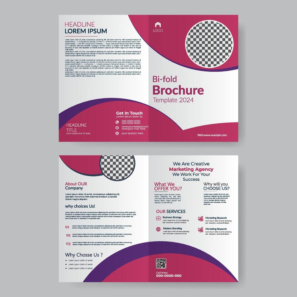 Corporate Business bi fold brochure design template. Corporate bi fold business brochure design template in A4 size vector