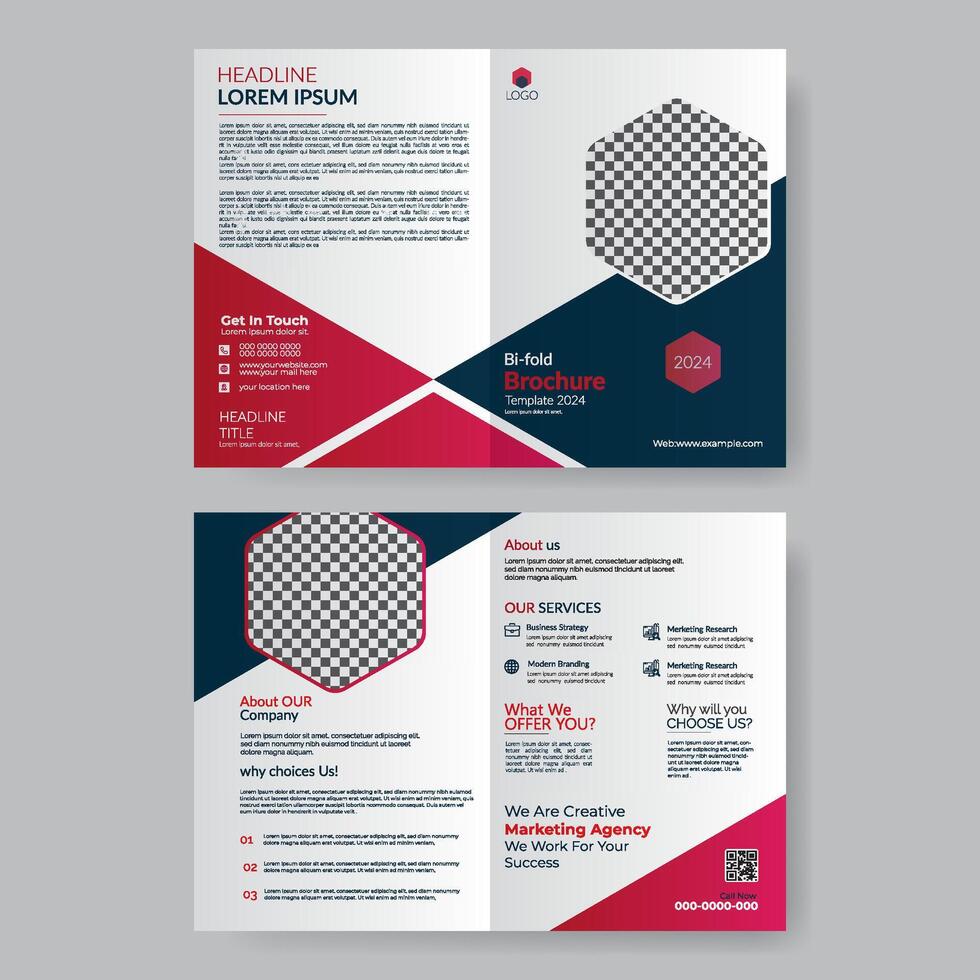Modern Bi fold brochure design template.a4 design template. vector