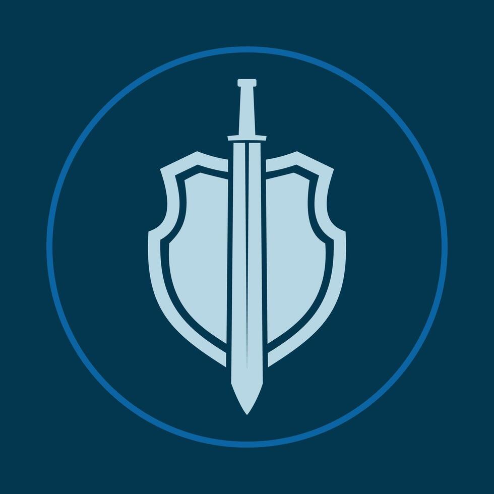 Sword and shield trendy icon crafty abstract illustration qualified artwork beautiful design vector