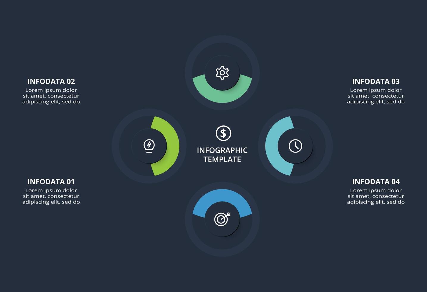 Diagram concept for infographic with 64 steps, options, parts or processes. Template for web on a black background. vector