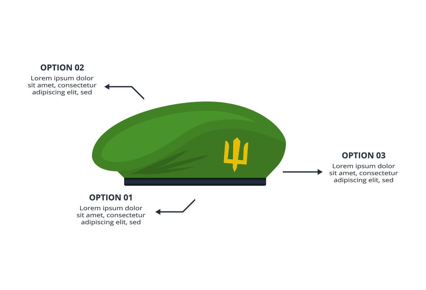 Military concept for infographic with 3 steps, options, parts or processes. Army boots marks vector