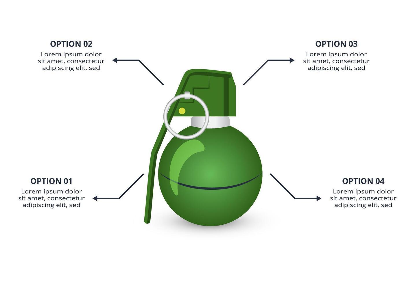 Military concept for infographic with 4 steps, options, parts or processes. Army boots marks vector