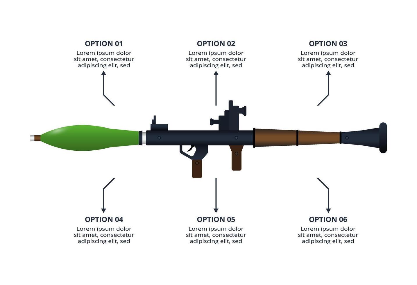 Military concept for infographic with 6 steps, options, parts or processes. Army boots marks vector
