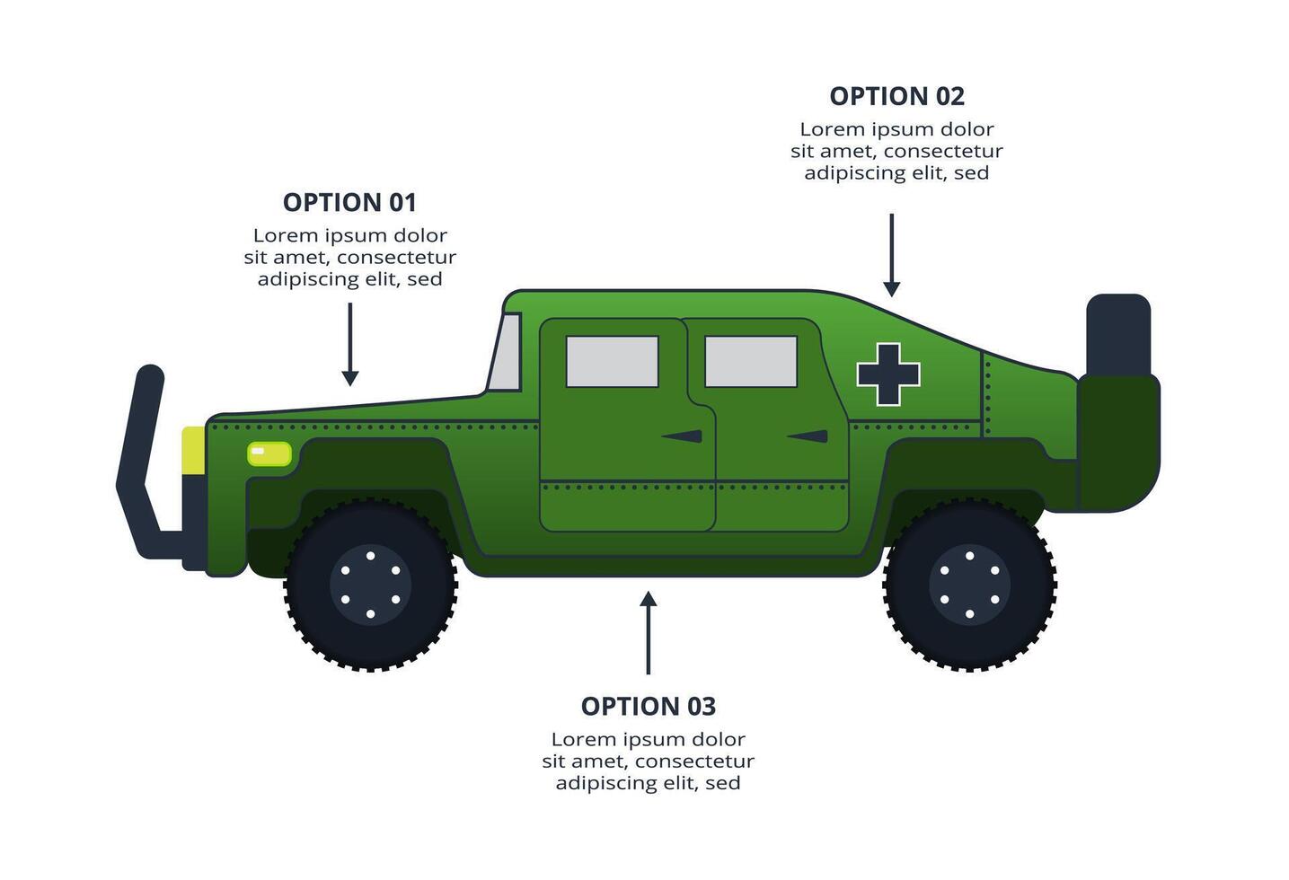 Military concept for infographic with 3 steps, options, parts or processes. Army boots marks vector