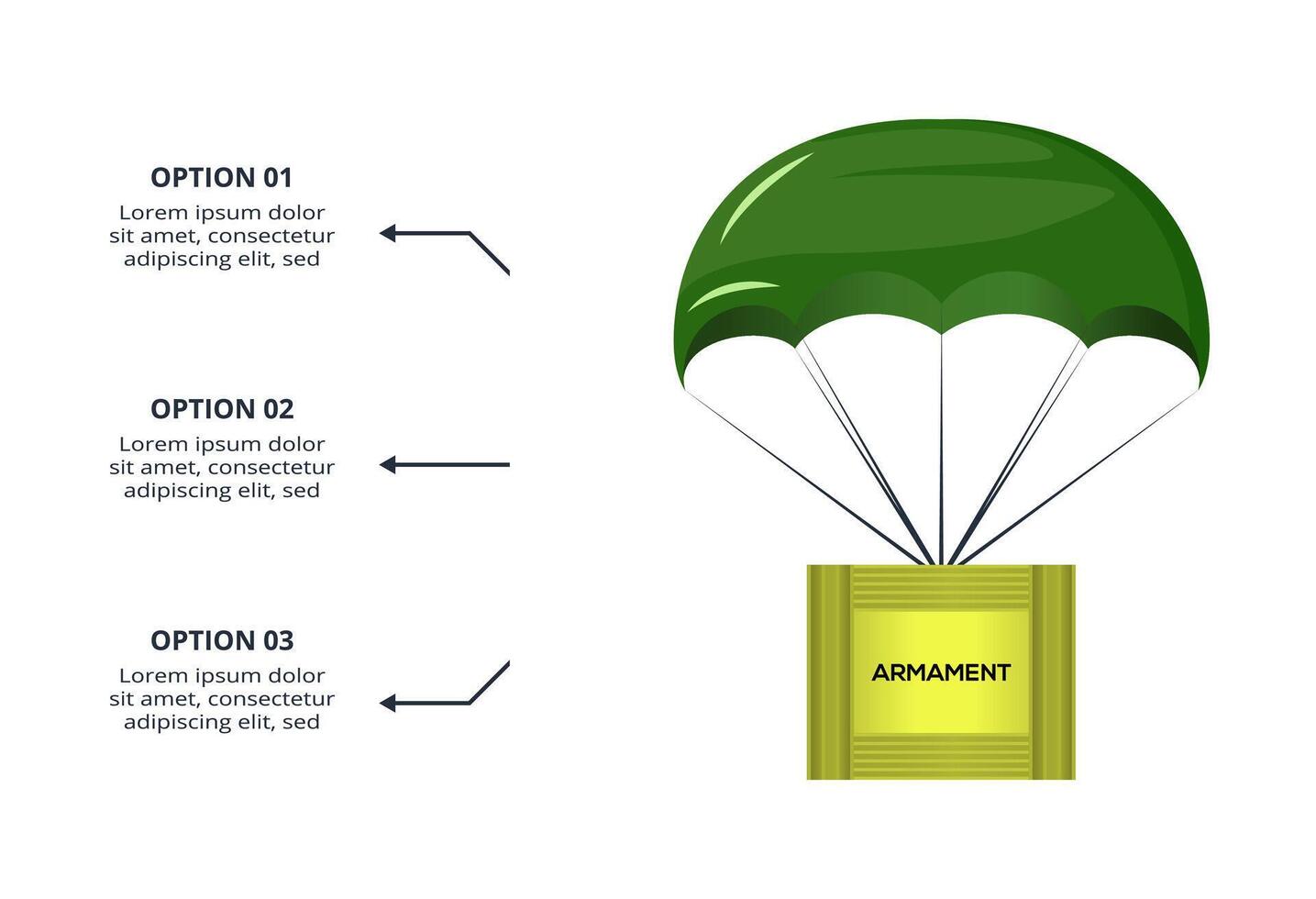 Military concept for infographic with 3 steps, options, parts or processes. Army boots marks vector