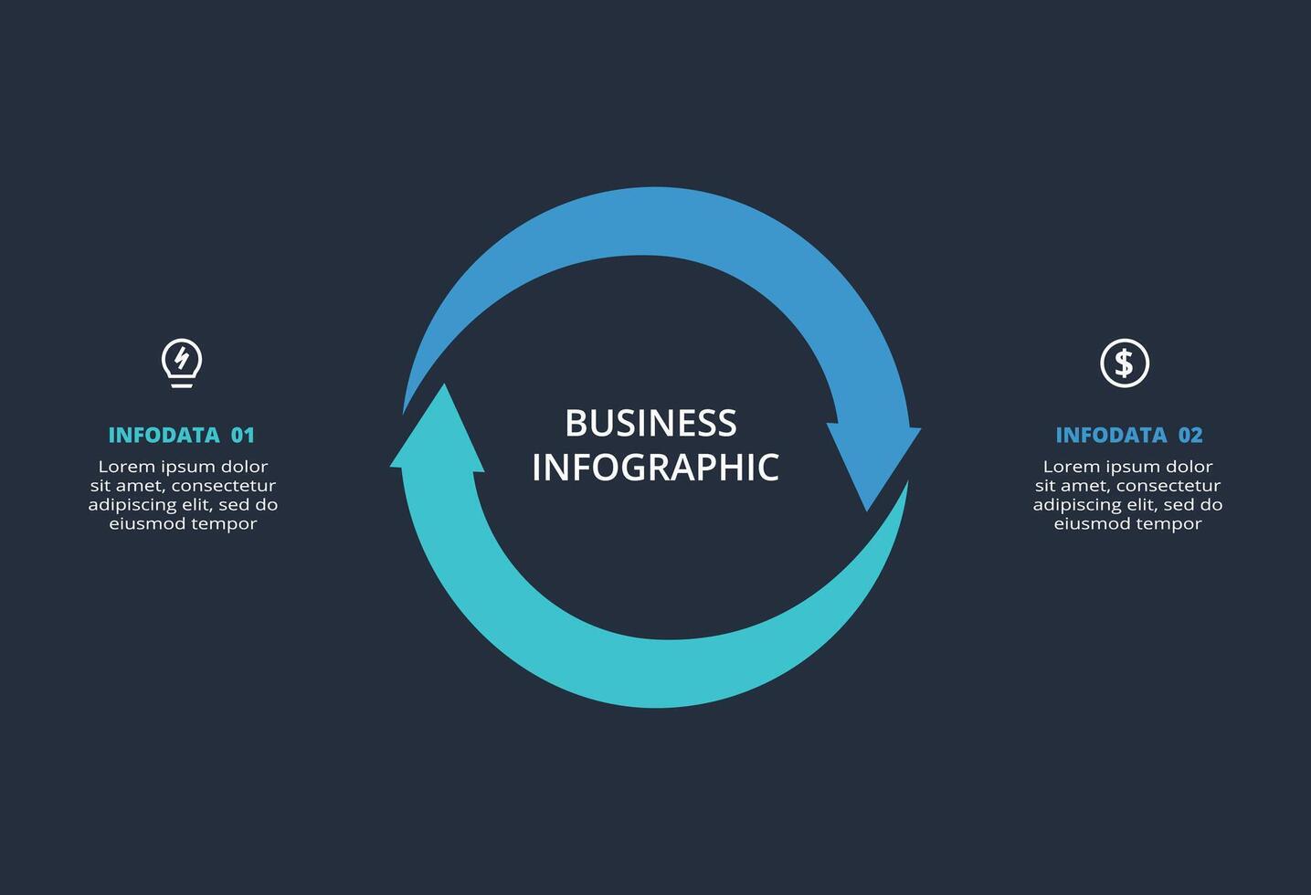 Creative dark infographic with 2 elements template for web on a black background, business, presentation. vector