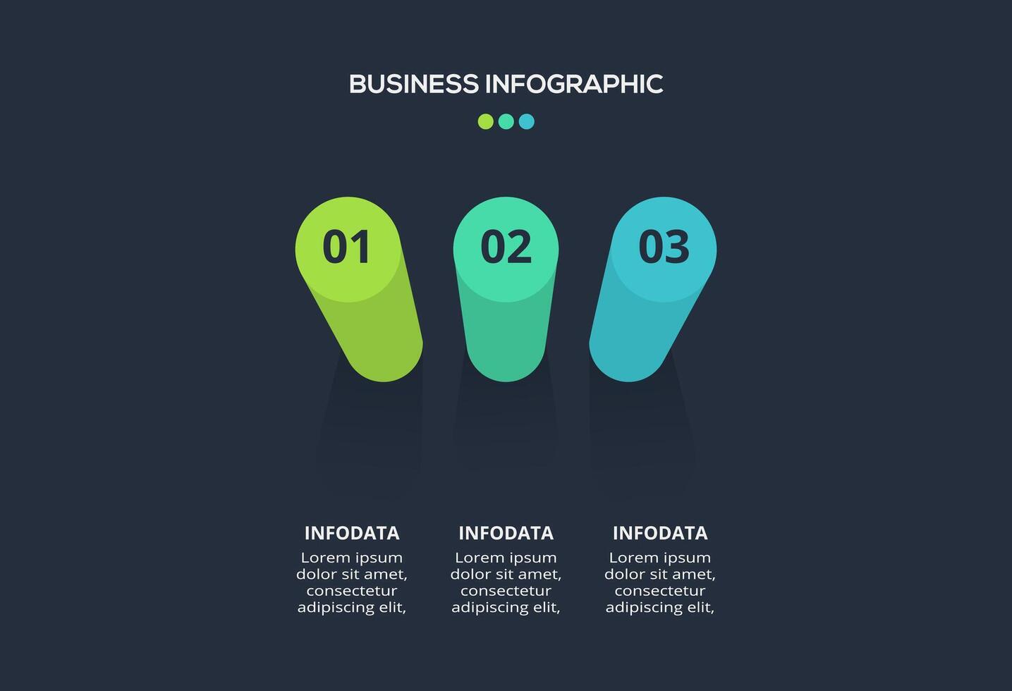 3d concept for infographic with 3 steps, options, parts or processes. Template for web on a black background. vector