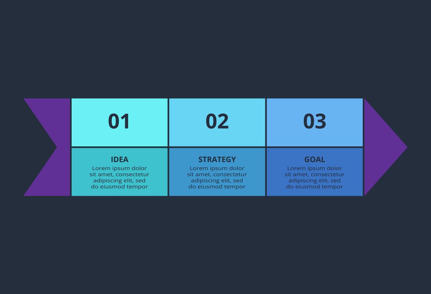 Creative dark infographic with 3 elements template for web on a black background, business, presentation. vector
