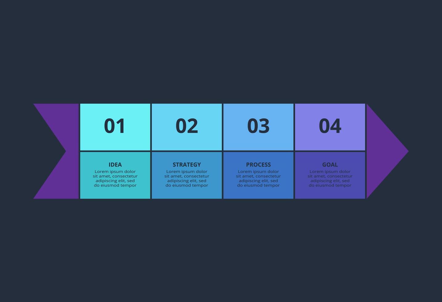 Creative dark infographic with 4 elements template for web on a black background, business, presentation. vector