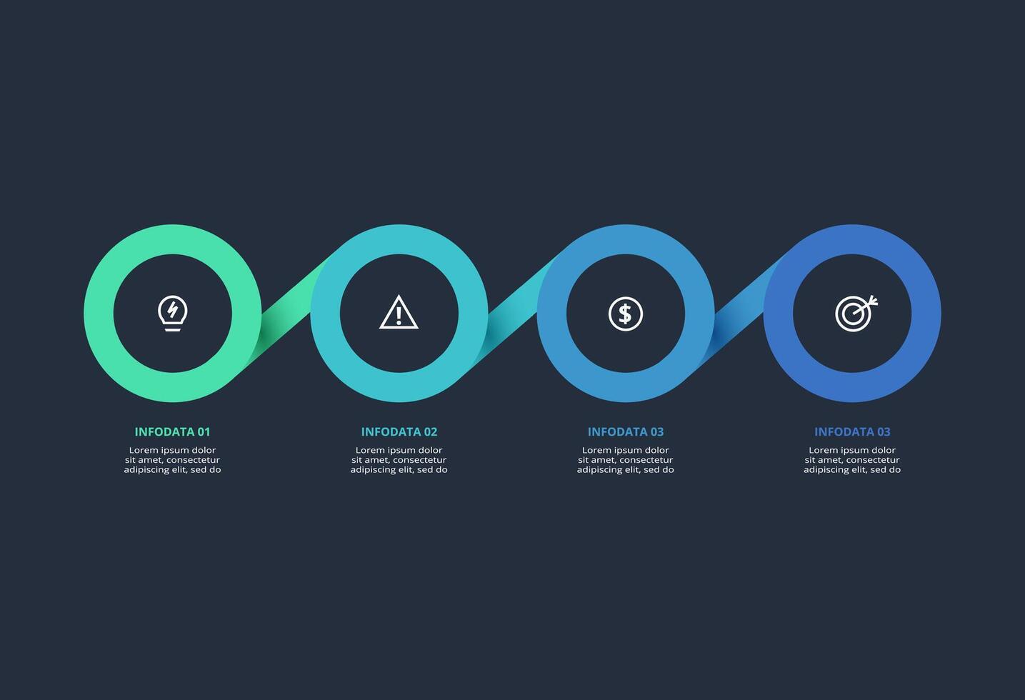 Creative dark infographic with 4 elements template for web on a black background, business, presentation. vector