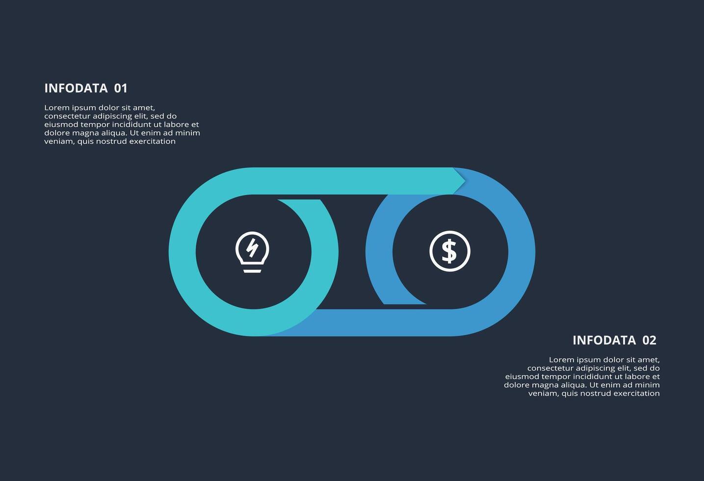 Creative dark infographic with 2 elements template for web on a black background, business, presentation. vector