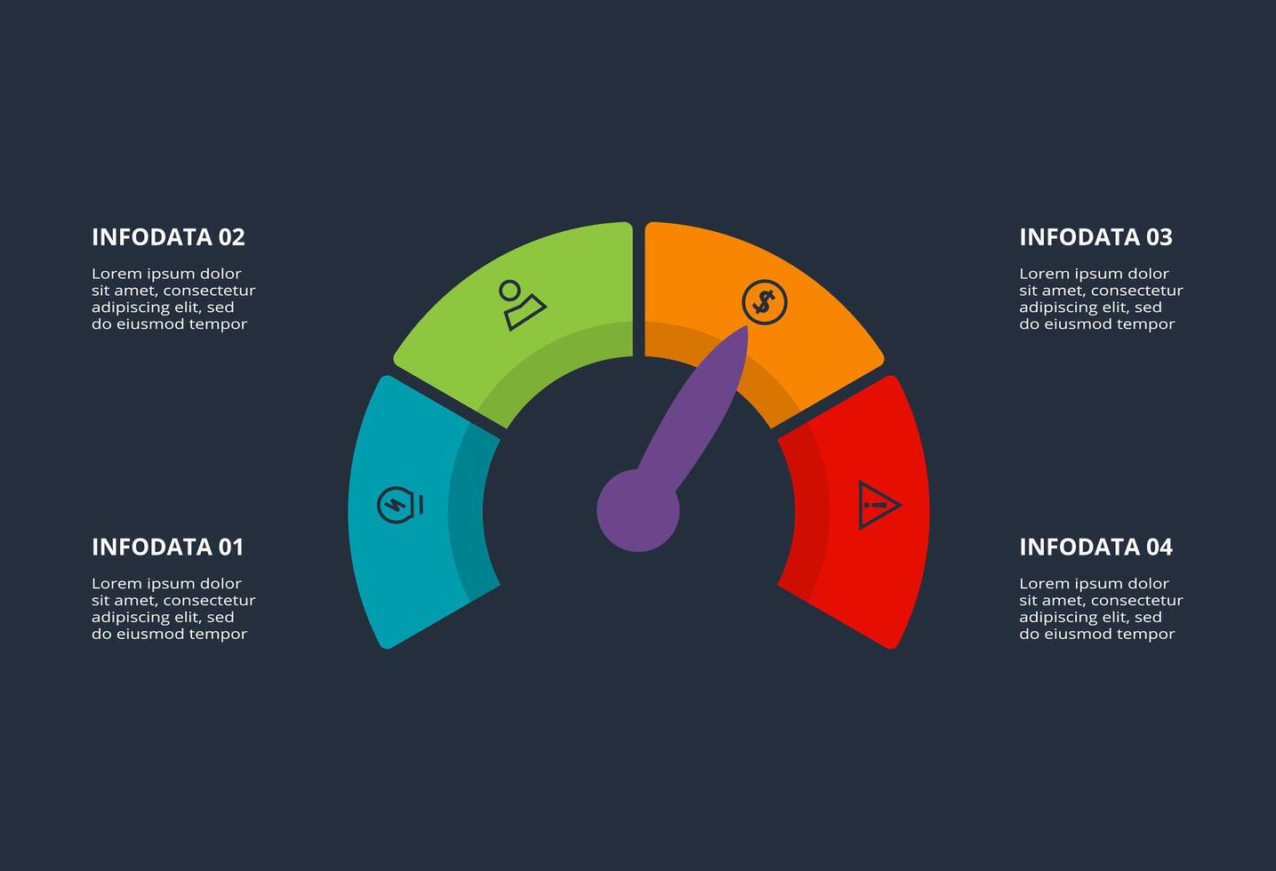Creative dark infographic with 4 elements template for web on a black background, business, presentation. vector