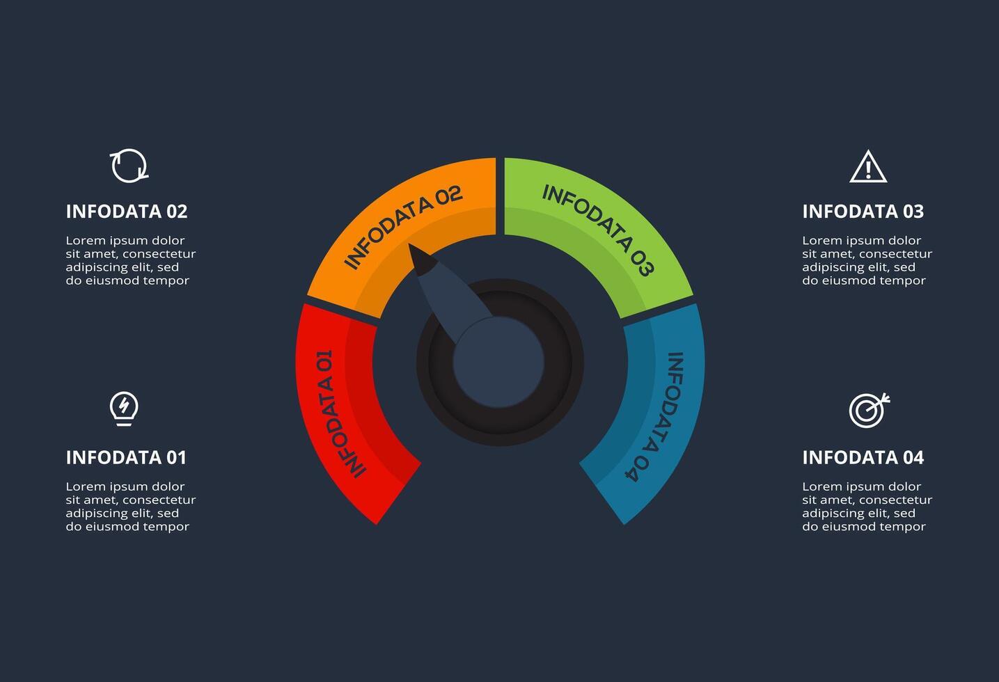 Creative dark infographic with 4 elements template for web on a black background, business, presentation. vector