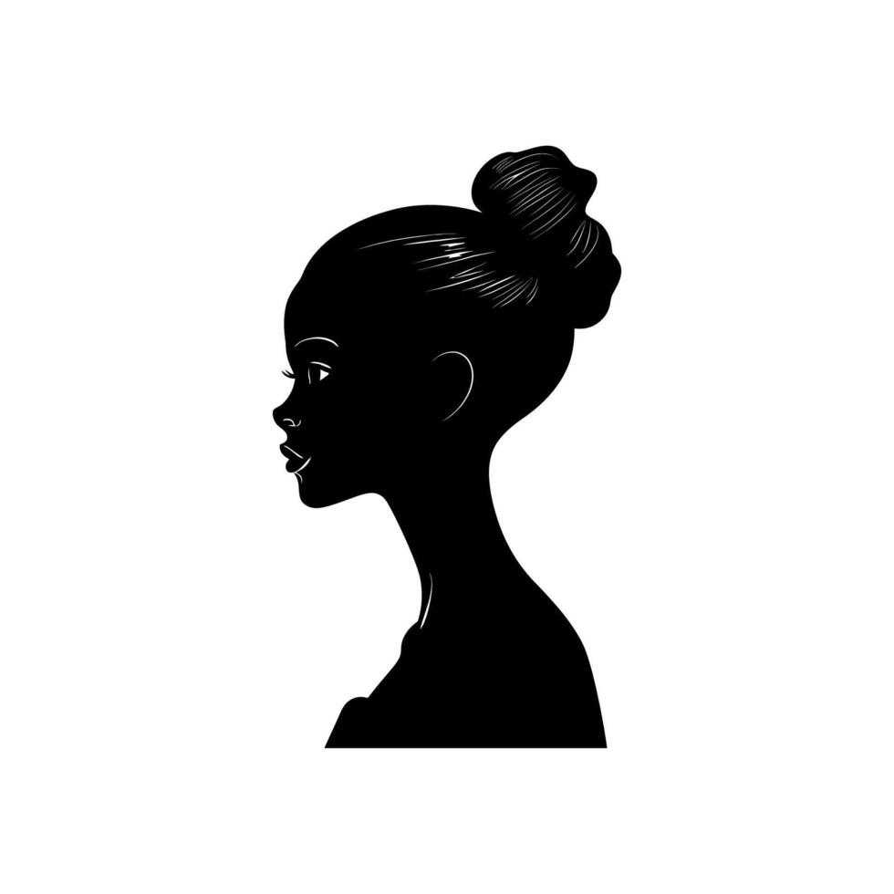 Elegant Female Silhouette with Bun. icon design. vector